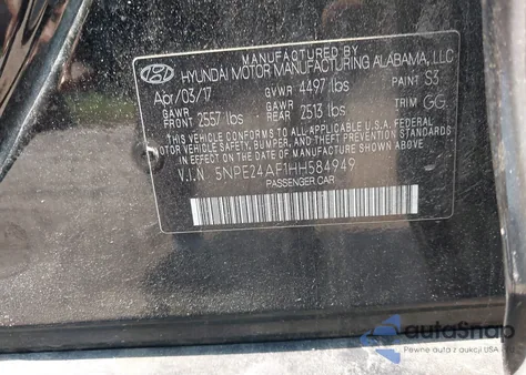 2017 Hyundai Sonata z USA, uszkodzony, nr VIN 5NPE24AF1HH584949